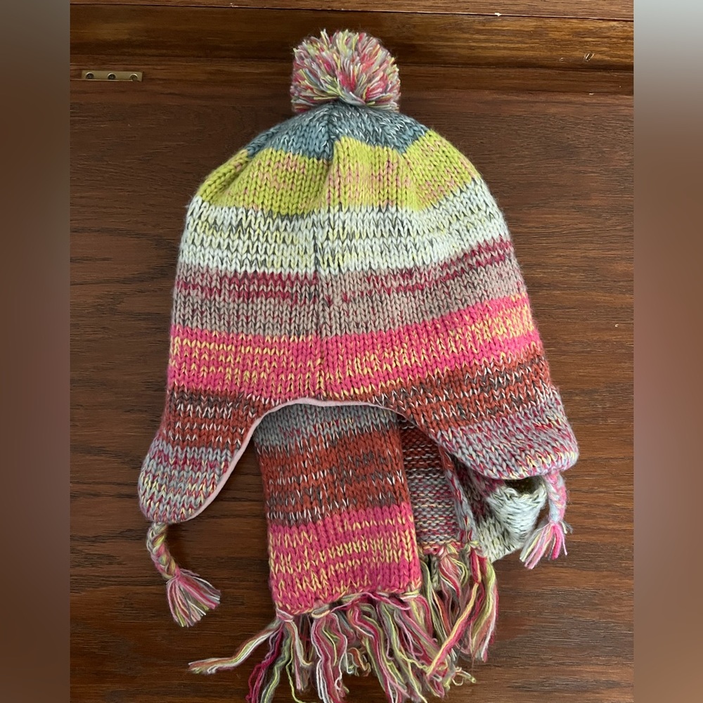 Multi-colored kids knit beanie and scarf set Old Navy
